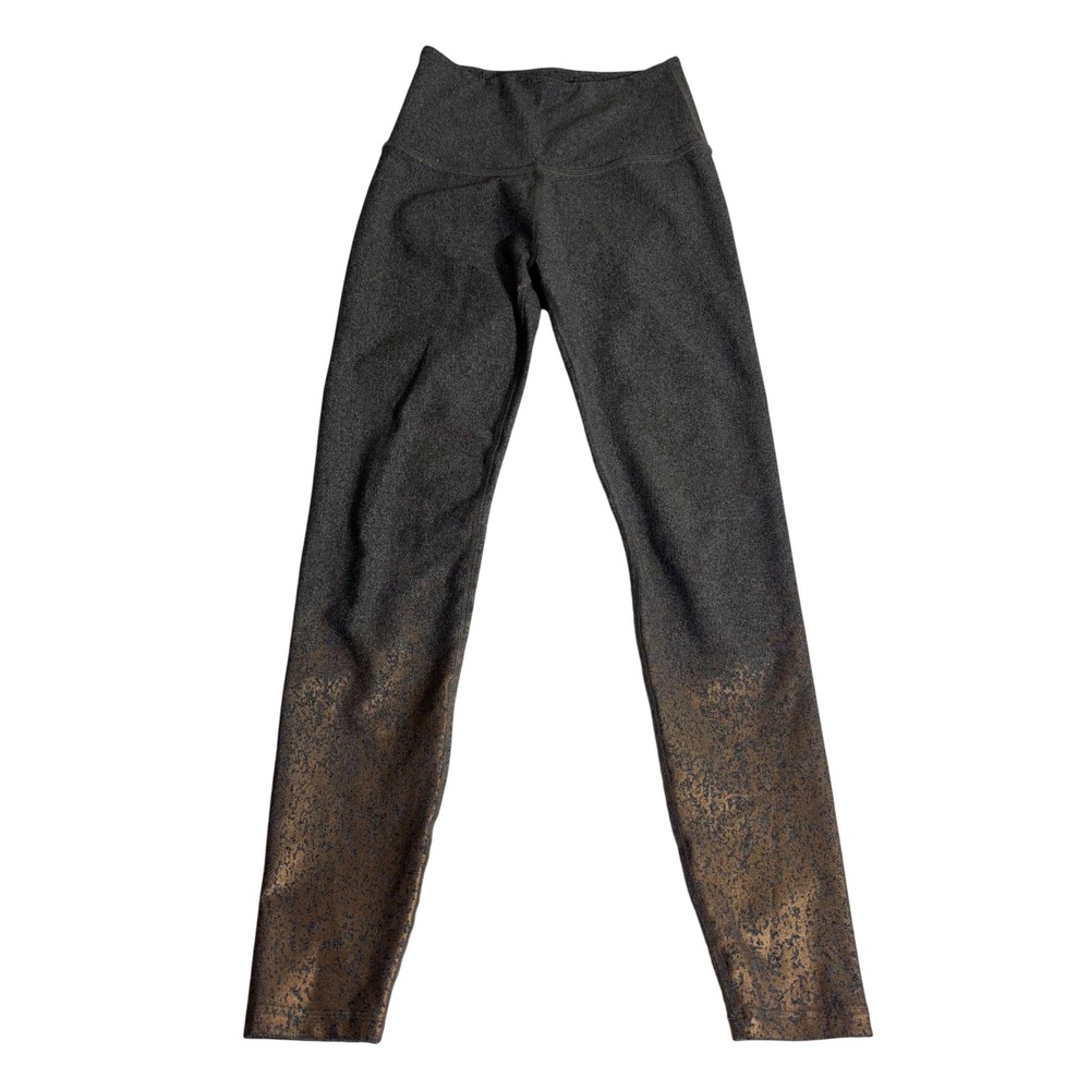 Beyond Yoga Grey Rose Gold Metallic Ombre Foil High Waisted Leggings Medium